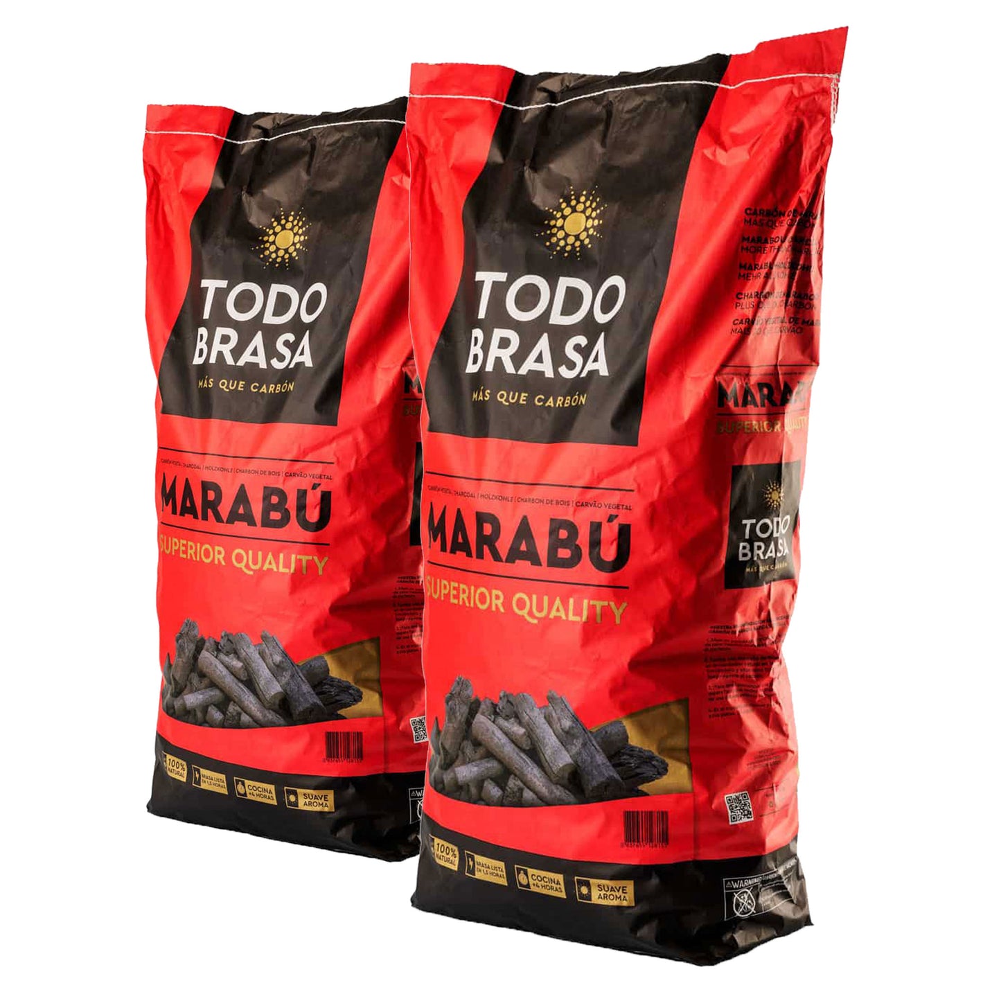 Todo Brasa Marabu Holzkohle 20 kg (2×10 kg) – Premium Grillkohle für Profis